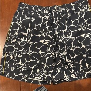 Nautica Black and White Floral Athletic Shorts